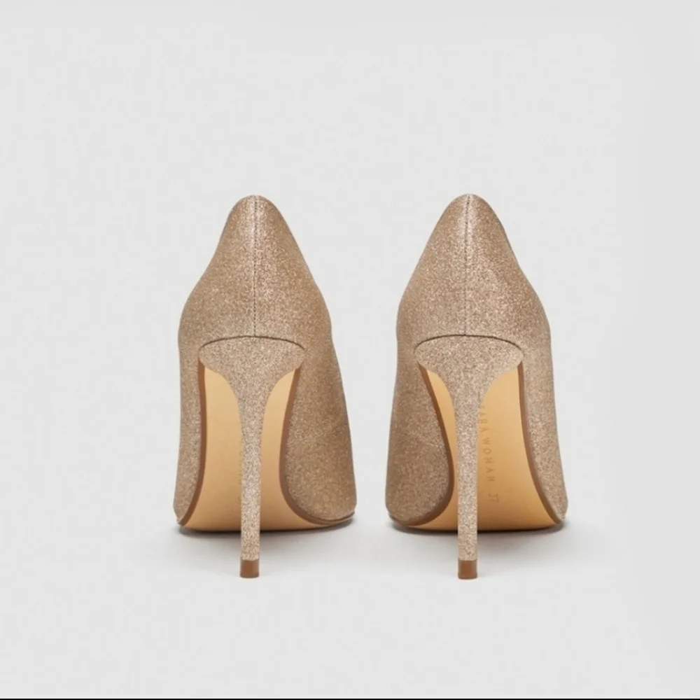 Zara Woman Gold Shimmer Glitter Stiletto - Picture 11 of 12